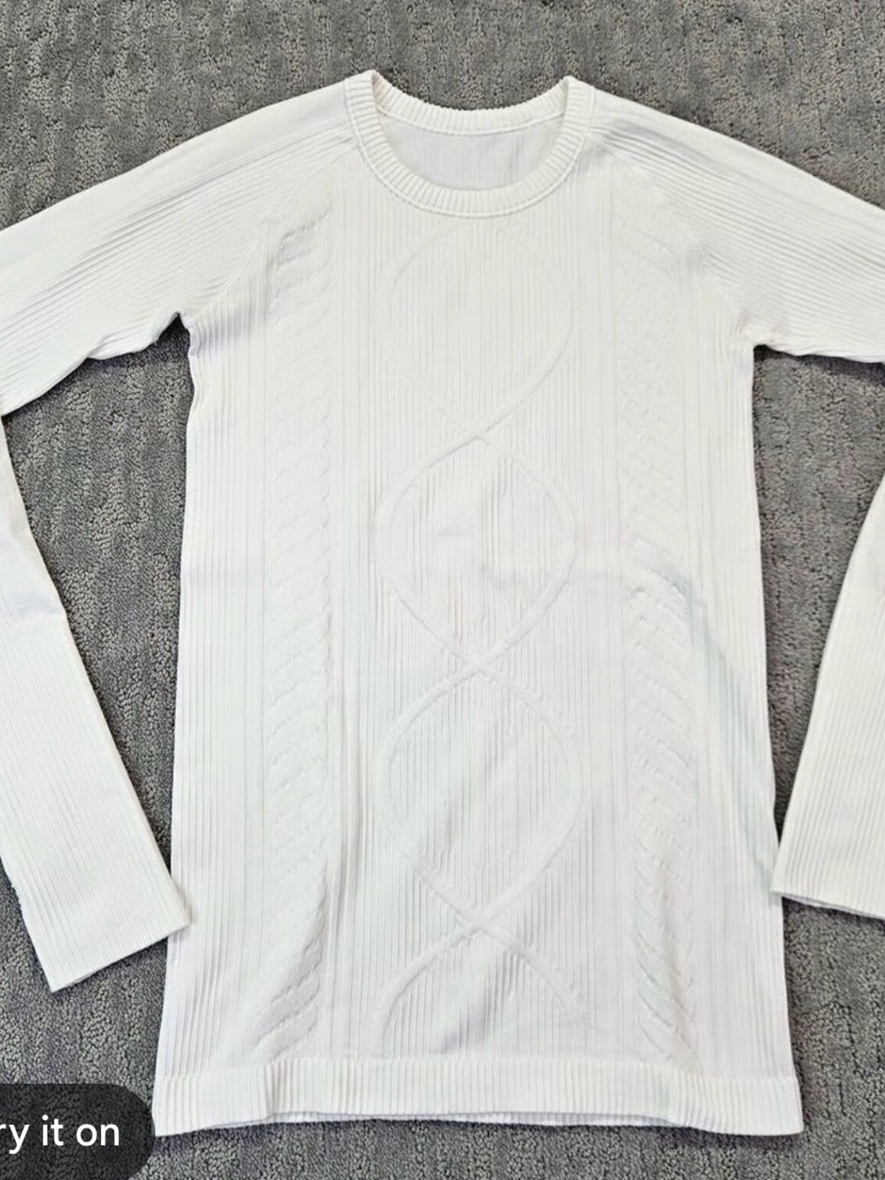 Lululemon White Cable Knit Long Sleeve Sweater